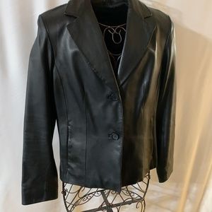Black Leather Blazer Jacket